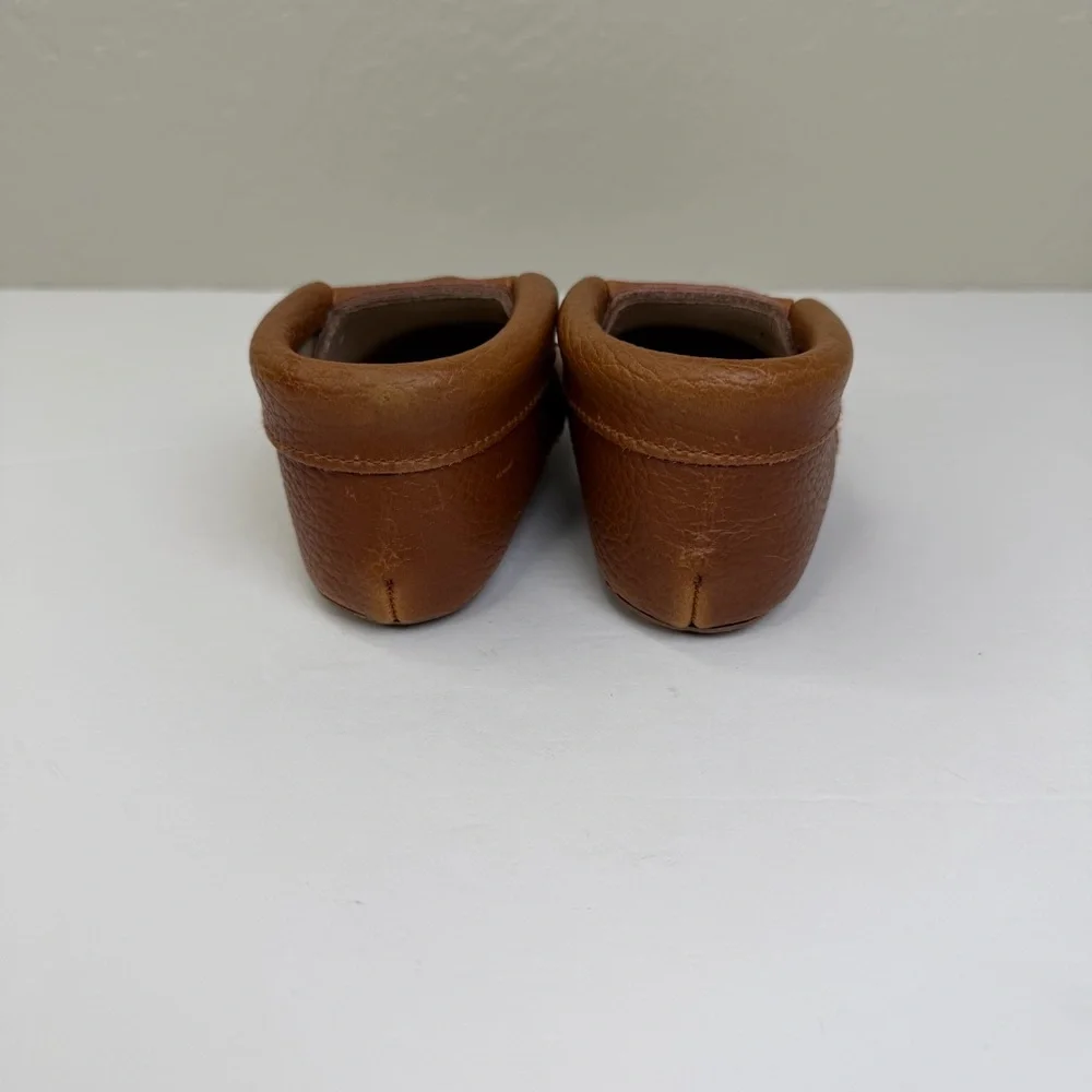 Monkey Feet Brown Baby Leather Slip-on Moccasin Shoes Size 12-18 Months
